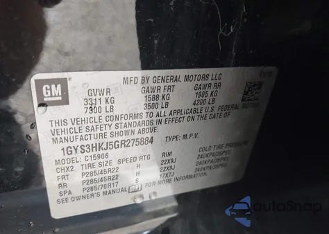 2016 Cadillac Escalade Esv Luxury Collection из США, поврежденный, VIN 1GYS3HKJ5GR275884